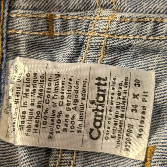Carhartt Men's 32 X 28 Straight Relaxed Fit Blue Jeans ( Tag Size 34x30) B230 - Picture 4 of 5